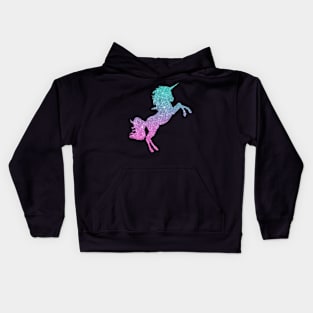 Bright Teal and Pink Ombre Faux Glitter Unicorn Kids Hoodie
